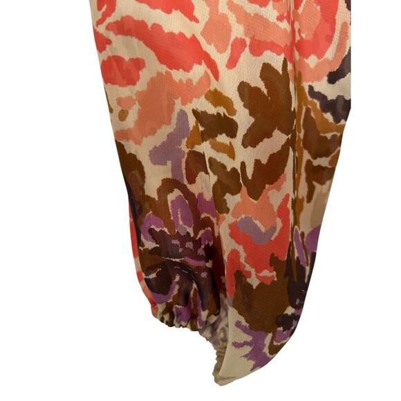 Lauren Ralph Lauren Dress Size 6 Tie Neck Spring Floral Chiffon Long Sleeve - Picture 4 of 13
